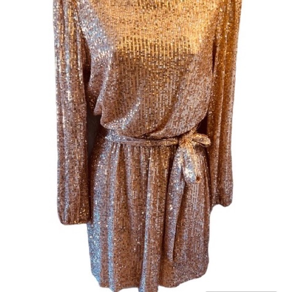Crystal Sky Rose Gold Sequin Party Dress Women’s Large - Picture 2 of 6